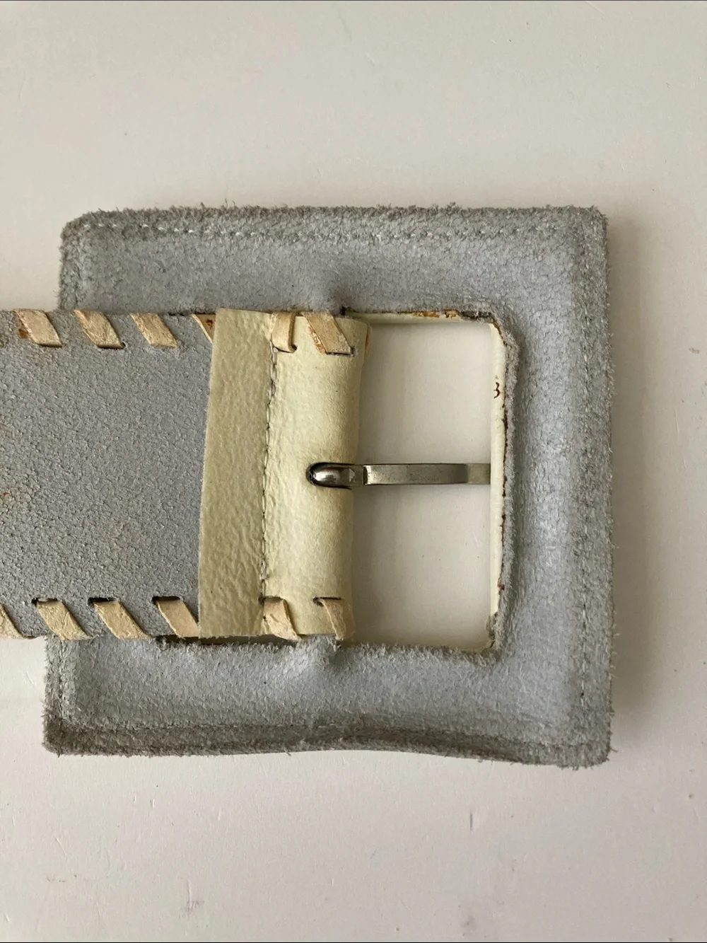 Vintage Antoniazzi Firenze Wide Leather Belt hXL White Cream Made in Italy